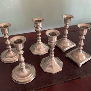 Restoration Hardware Brushed Nickel Candlestick Holders